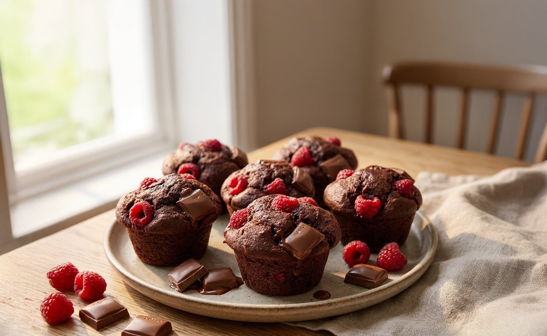 Creamy Choc and Raspberry Muffins