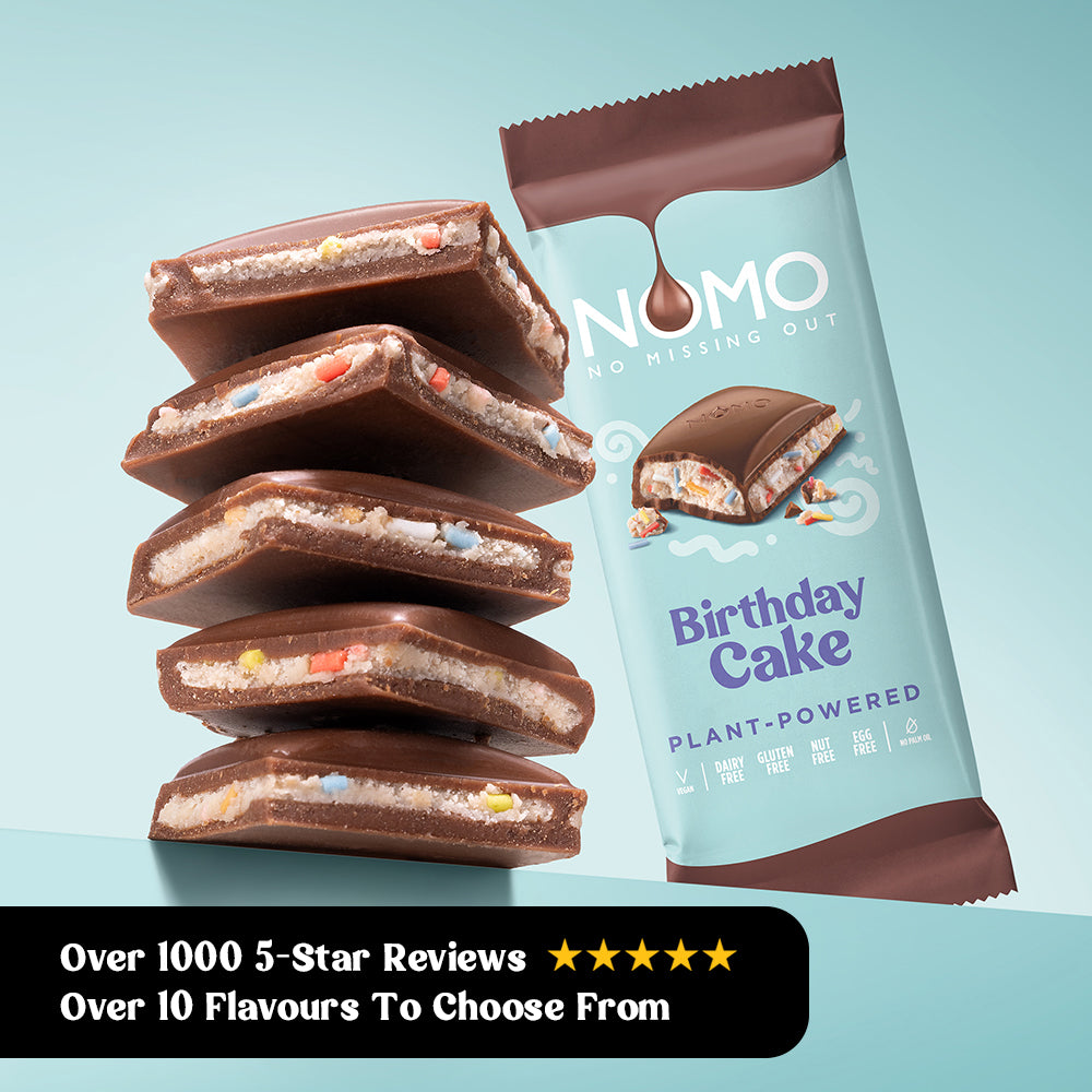 NOMO Birthday Cake Filled Chocolate Bars / Cookie Dough Filled Chocolate Bars Bundle