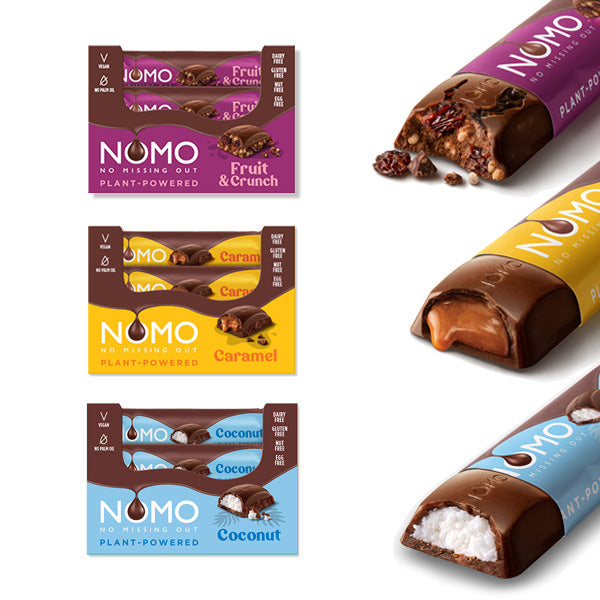 NOMO Caramel/Fruit & Crunch/Coconut Chocolate Bars Bundle