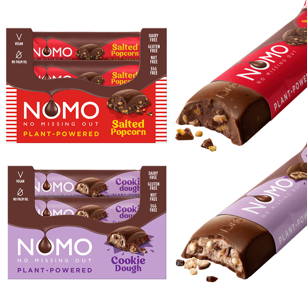 NOMO Cookie Dough Chocolate Bars / Salted Popcorn Chocolate Bars Bundle