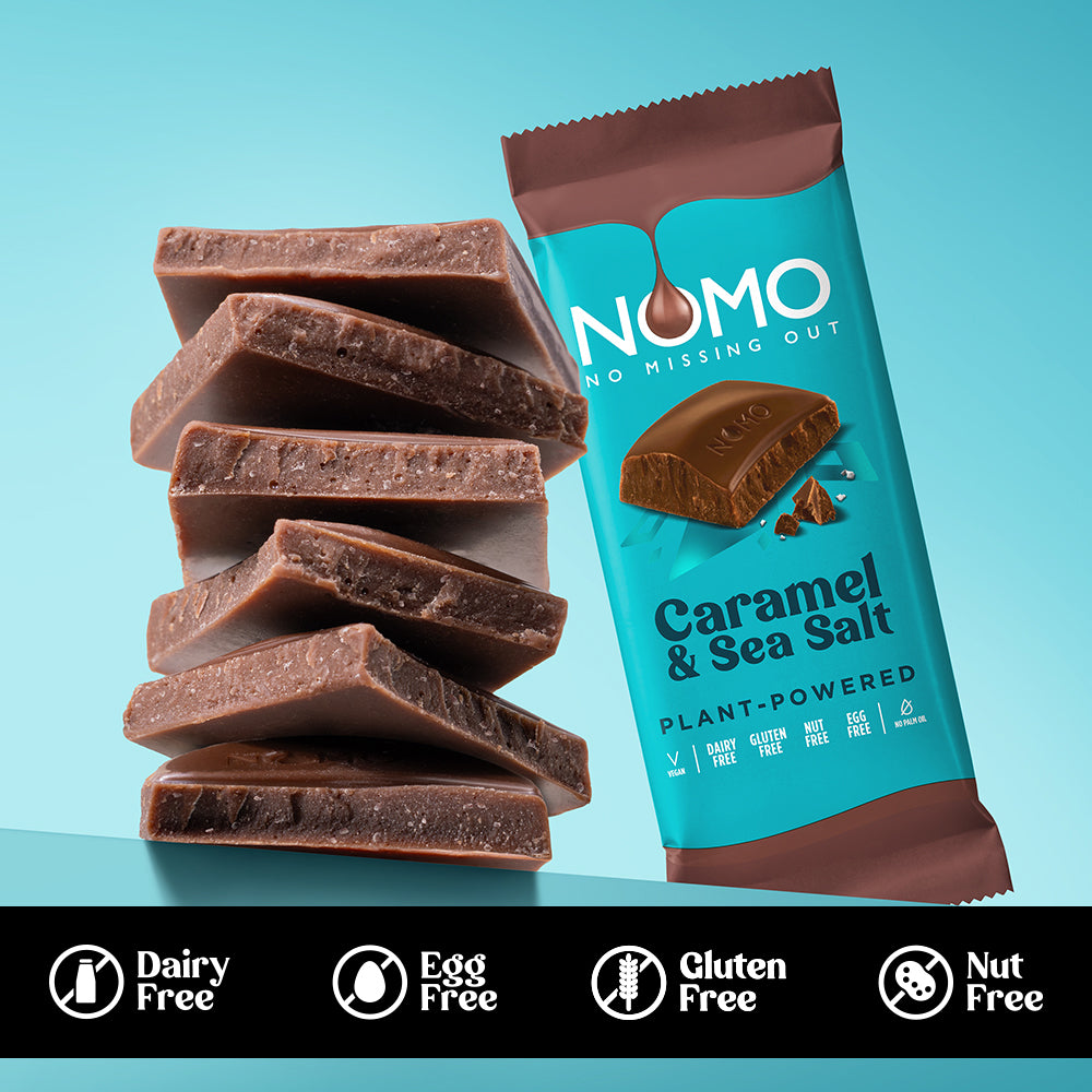 NOMO Caramel Filled XL Chocolate Bars/Caramel & Sea Salt Chocolate Large Bars Bundle