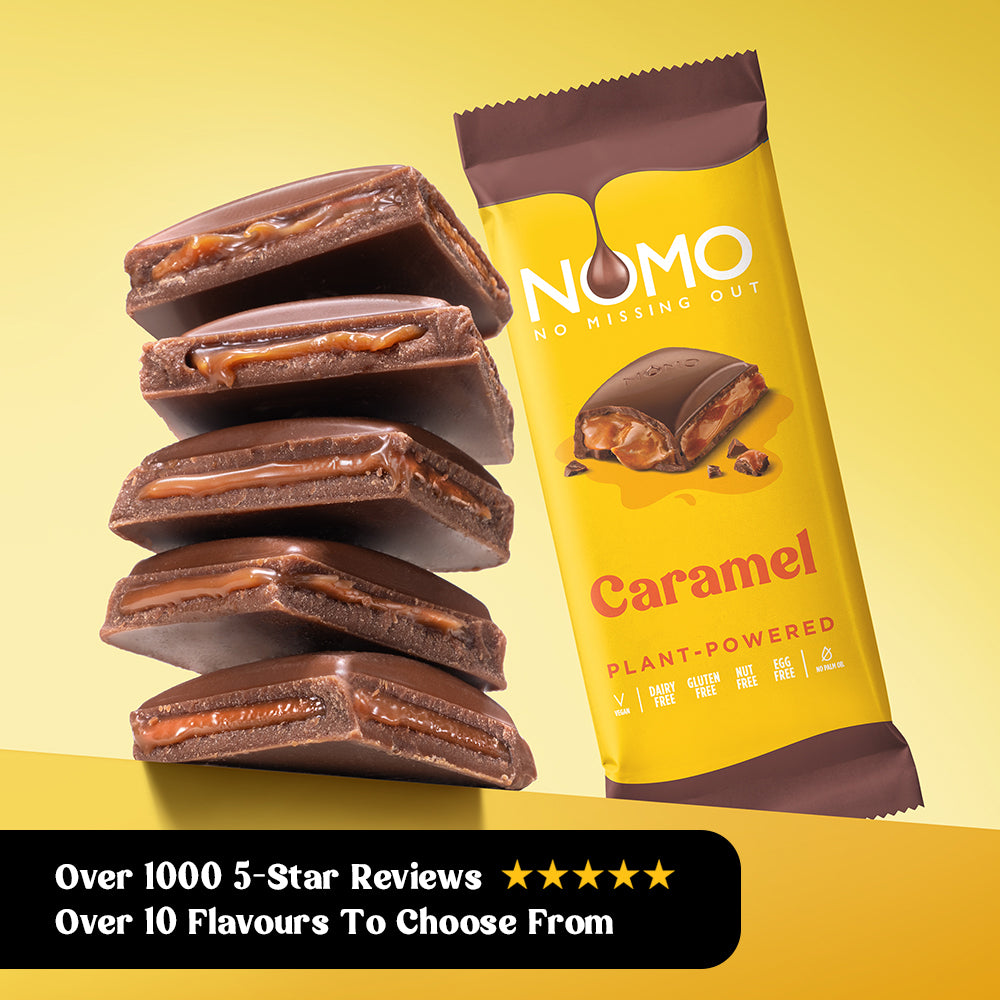 NOMO Caramel Filled XL Chocolate Bars/Caramel & Sea Salt Chocolate Large Bars Bundle