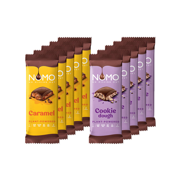 NOMO Caramel Filled Chocolate Bars/Cookie Dough Filled Chocolate Bars Bundle